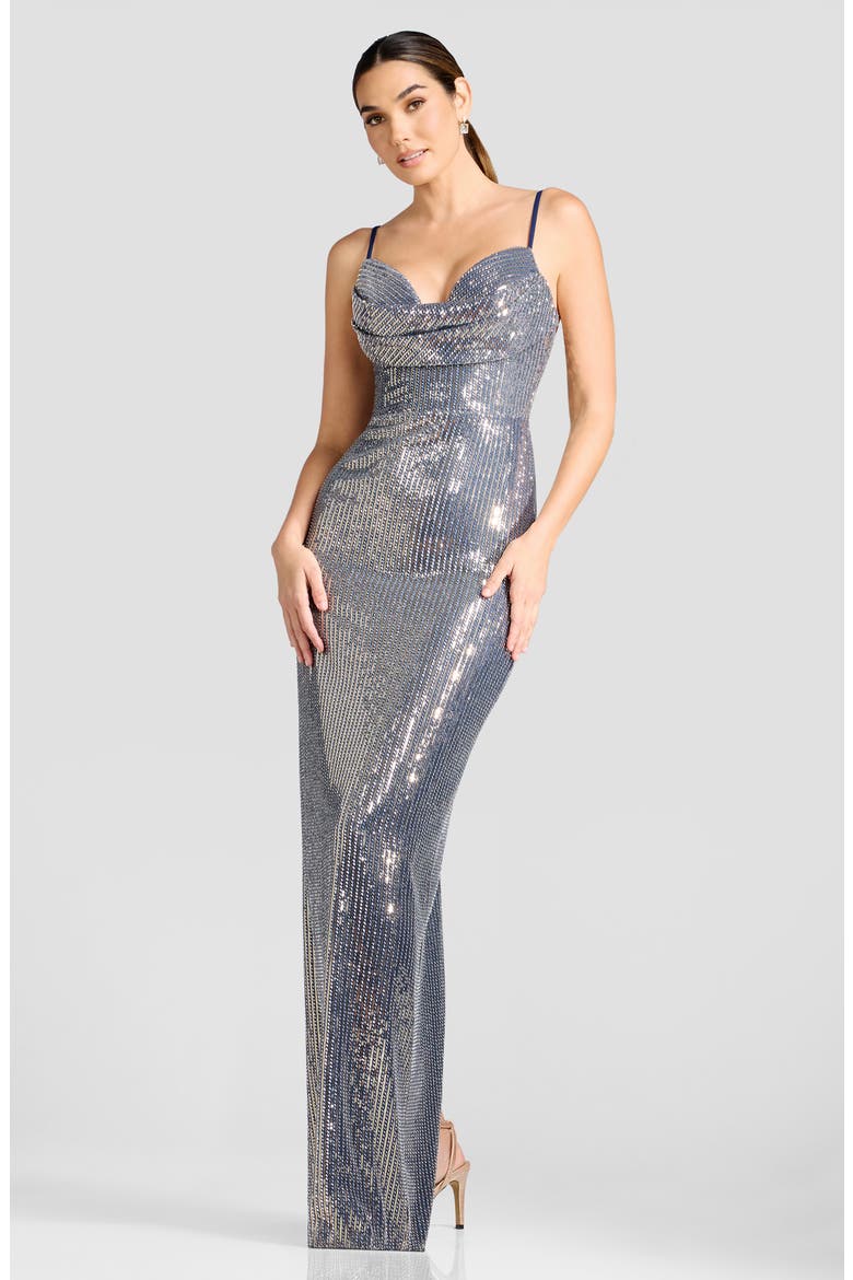 Elanora Sequin Column Gown, Alternate, color, NAVY-GOLD