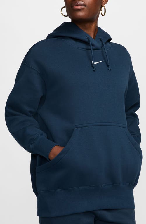 Nike Women's  Sportswear Phoenix Fleece Oversized Pullover Hoodie In Armory Navy/sail