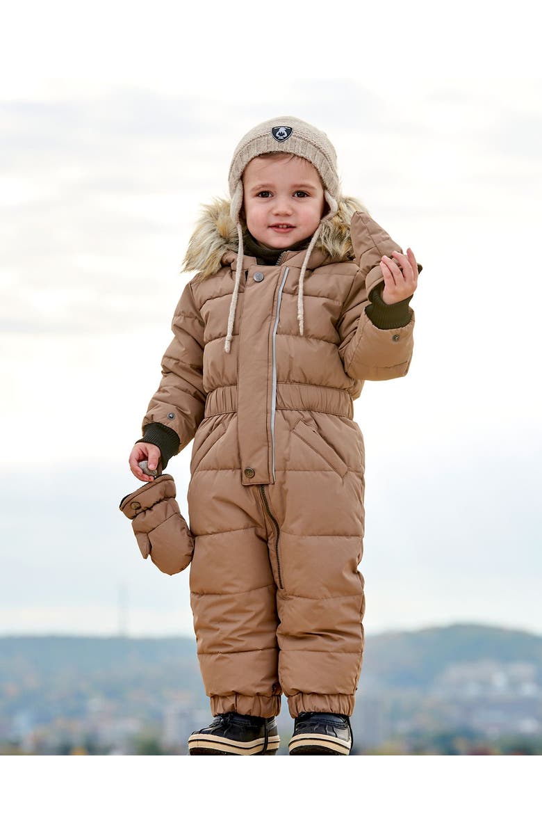 Deux par Deux Baby Unisex One Piece Baby Snowsuit Coffee, Alternate, color, 