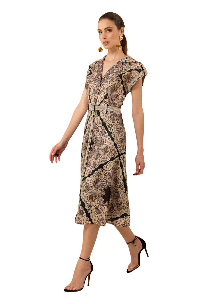 Hale Bob Priscilla Linen Midi Dress, Alternate, color, 
