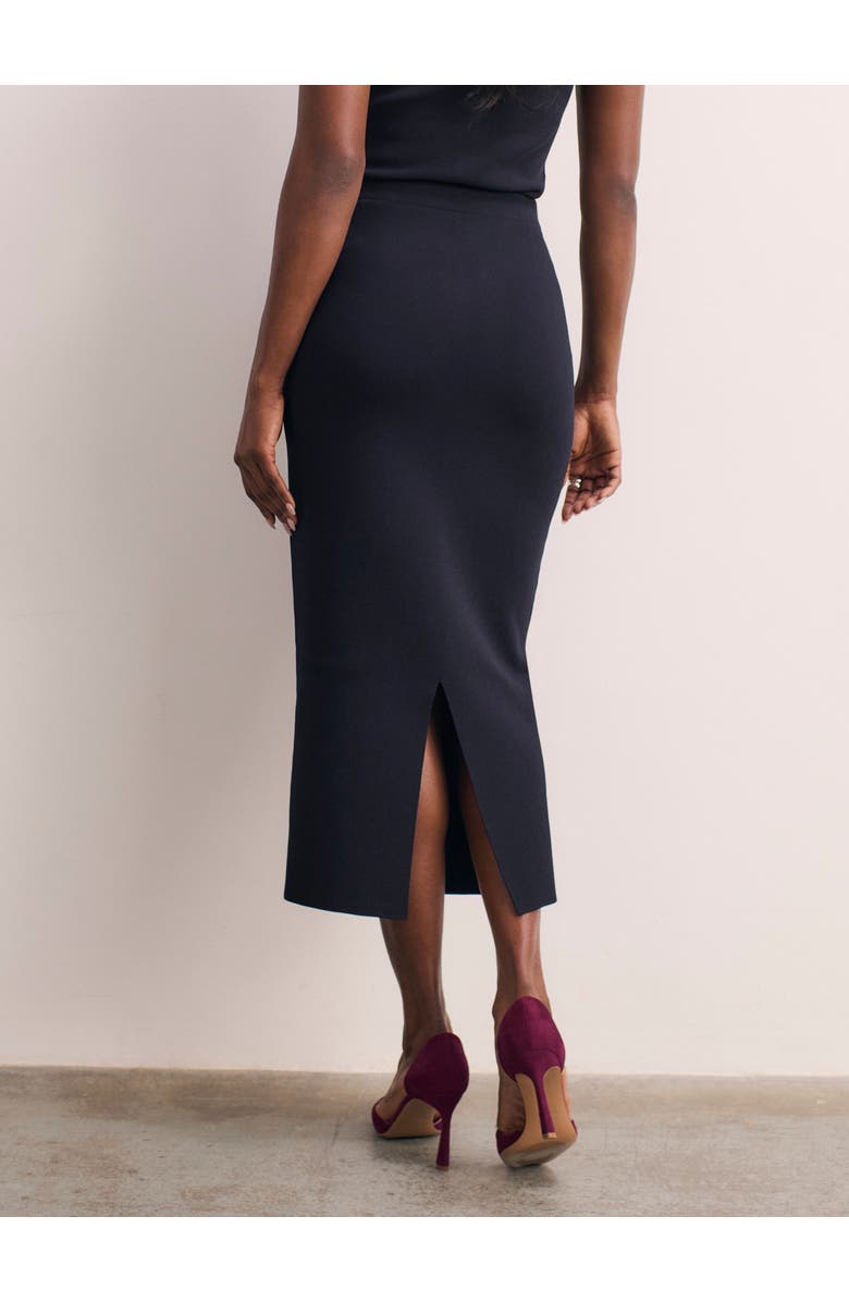 The Fold Santon Sculpt Knit Skirt, Alternate, color, Navy