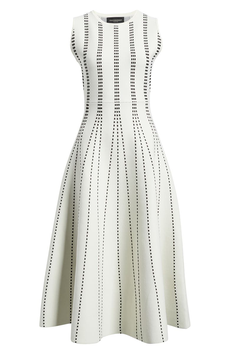 FREEMARKET Contrast Piping Sleeveless Midi Sweater Dress, Alternate, color, White/ Black