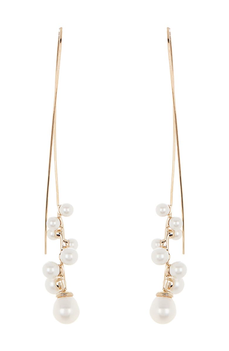 Carolee Designs Spiral Freshwater Pearl Threader Earrings, Main, color, 