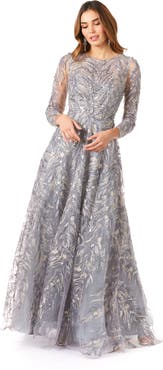LARA New York High Neck, Long Sleeve Ball Gown