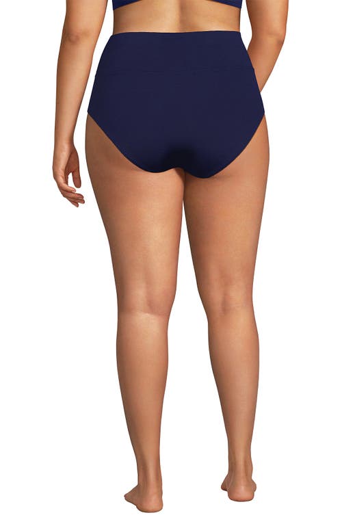 Lands' End Plus Size Pinchless High Waisted Bikini Bottoms In Deep Sea Navy