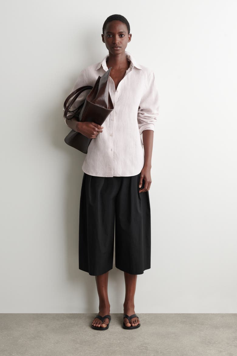 Button-down Collar Linen Shirt, Alternate, color, LIGHT PINK