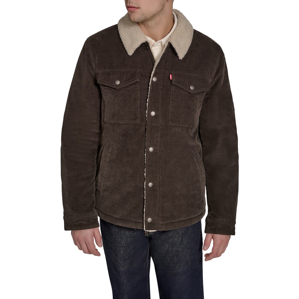 Levi's® Corduroy Faux Shearling Lined Trucker Jacket In Brown
