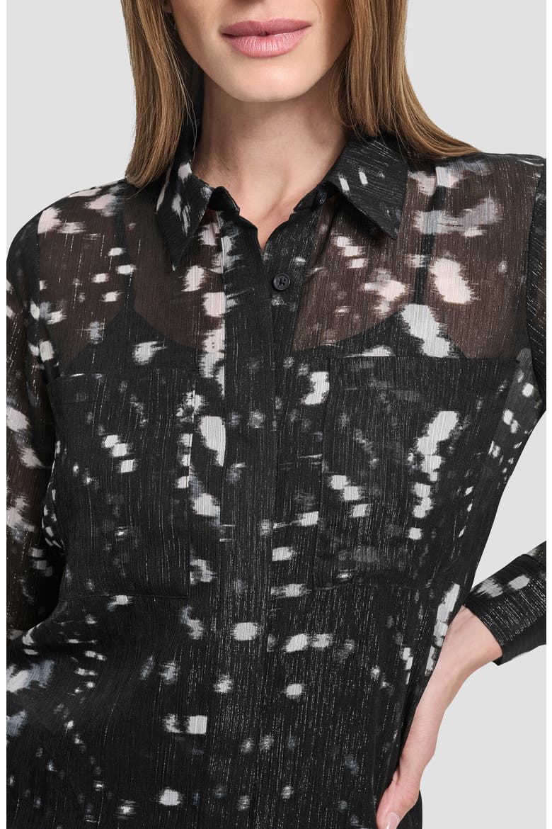 Shine Crinkle Chiffon Button-Up Shirt, Alternate, color, REFLECTED LIGHTS