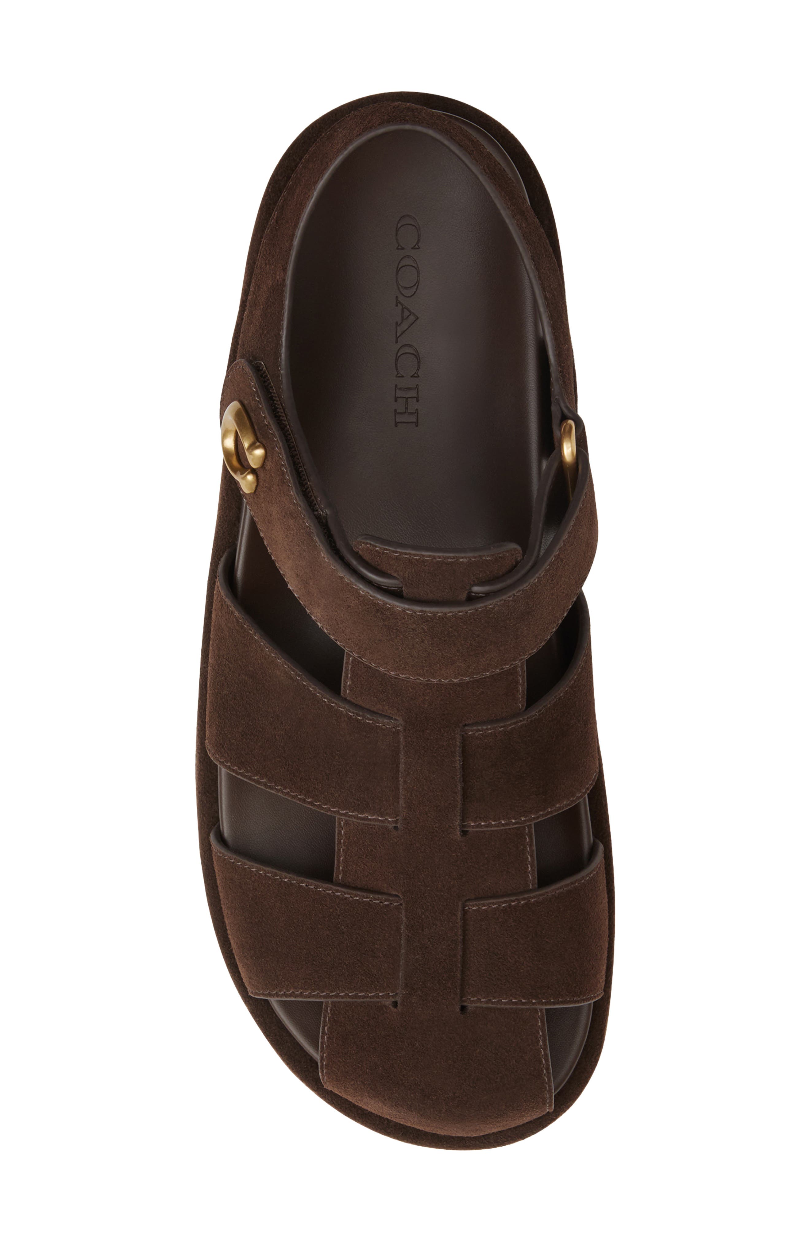 COACH Sculpted C Fisherman Sandal, Alternate, color, Chocolate