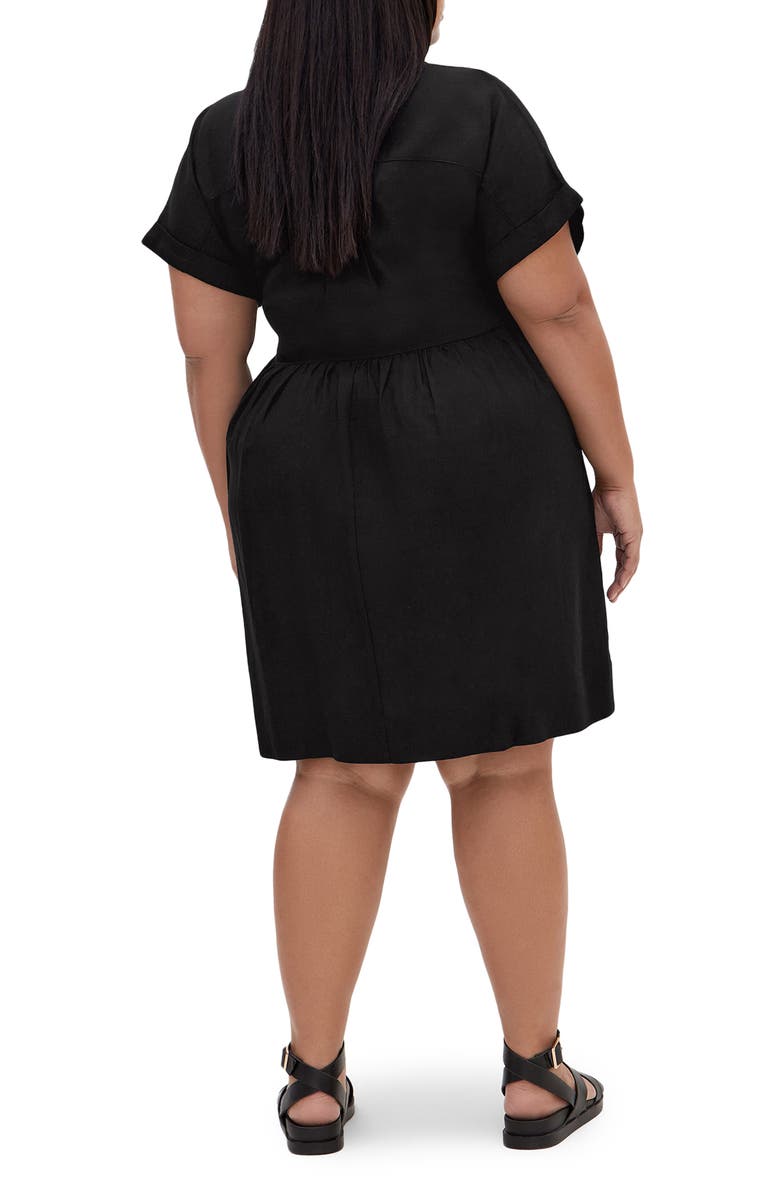 City Chic Lyra Tiered Shirtdress, Alternate, color, Black