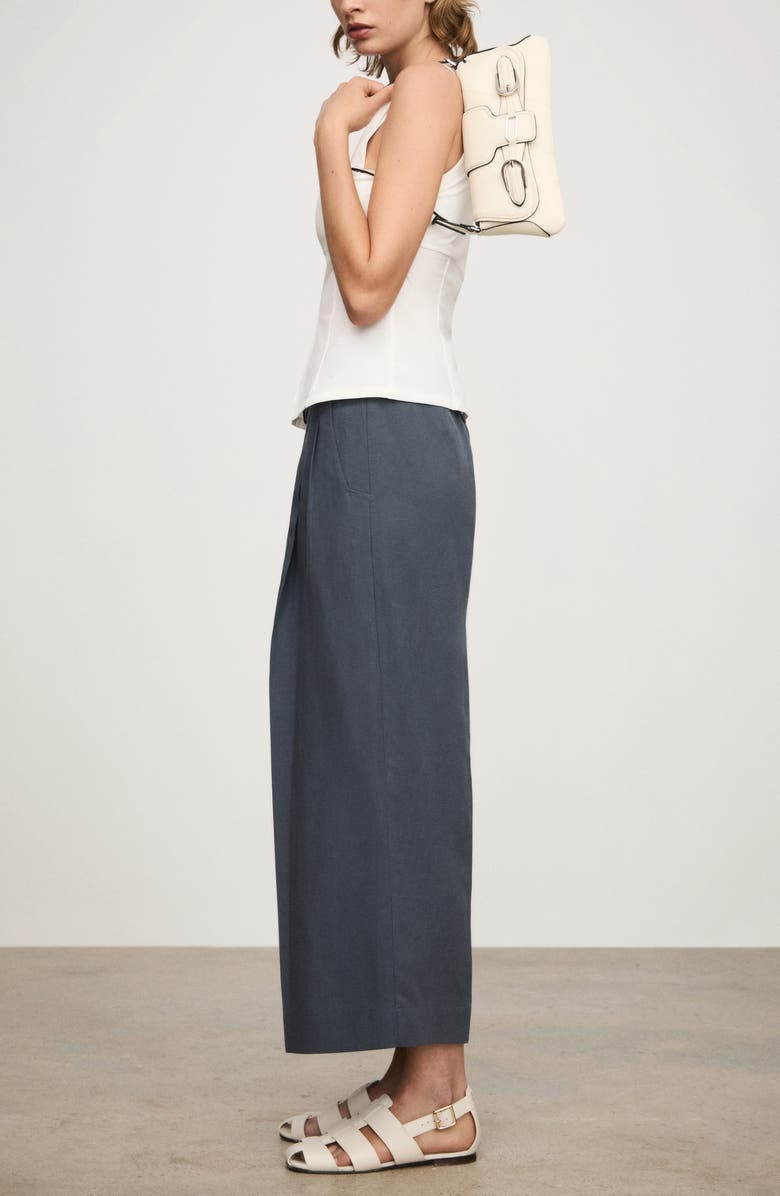 MANGO Belted Ankle Straight Leg Pants, Alternate, color, 