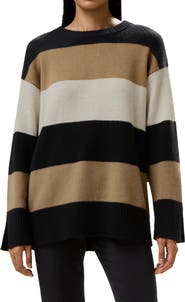 Lilysilk Women's Tri-colored Stripe Cashmere Sweater