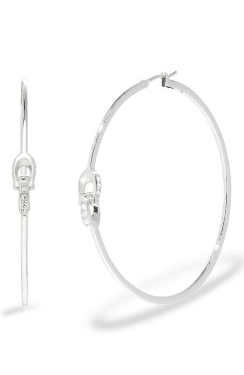 Pavé Interlocked C-Link Hoop Earrings