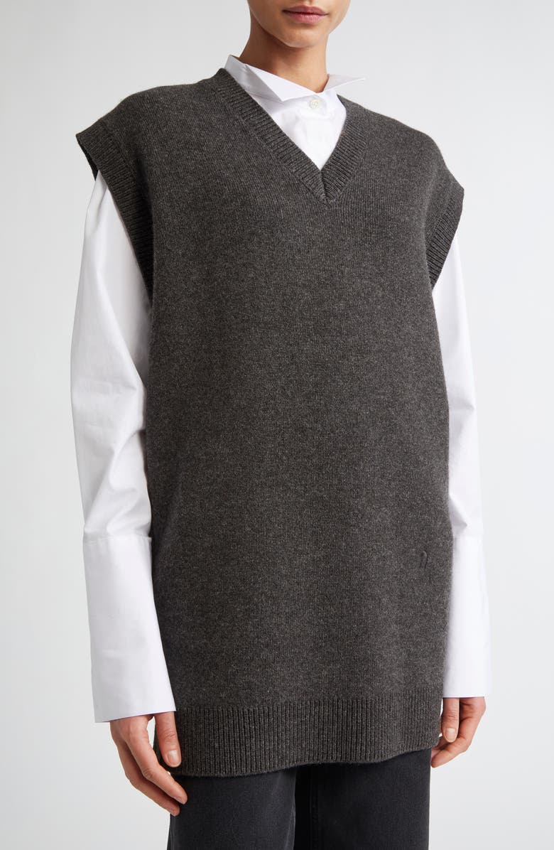 TEURN STUDIOS Double Knit Merino Wool & Yak Hair Sweater Vest, Alternate, color, Black Melange