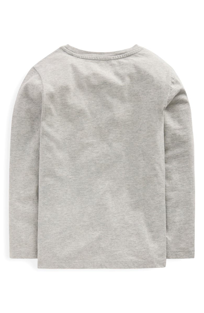 Mini Boden Kids' Beetle Appliqué Long Sleeve Cotton Graphic T-Shirt, Alternate, color, Grey Insect