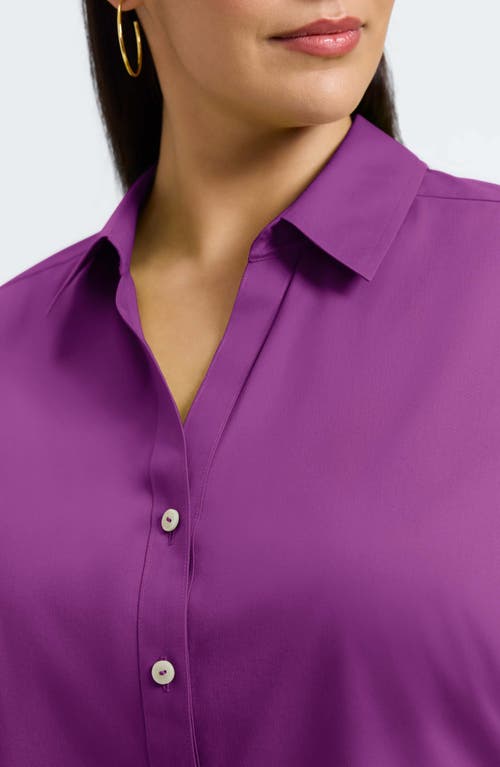 Foxcroft Mary Non-iron Stretch Cotton Button-up Shirt In Purple