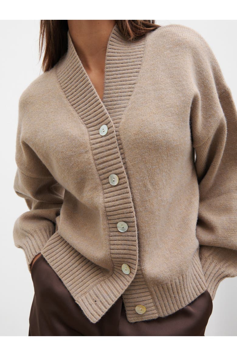 Lorrie Chunky Knit Buttoned Bomber, Alternate, color, Dark Beige