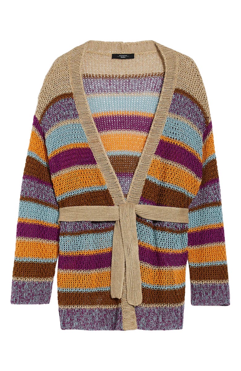 Weekend Max Mara Kabala Stripe Tie Waist Cardigan, Alternate, color, 