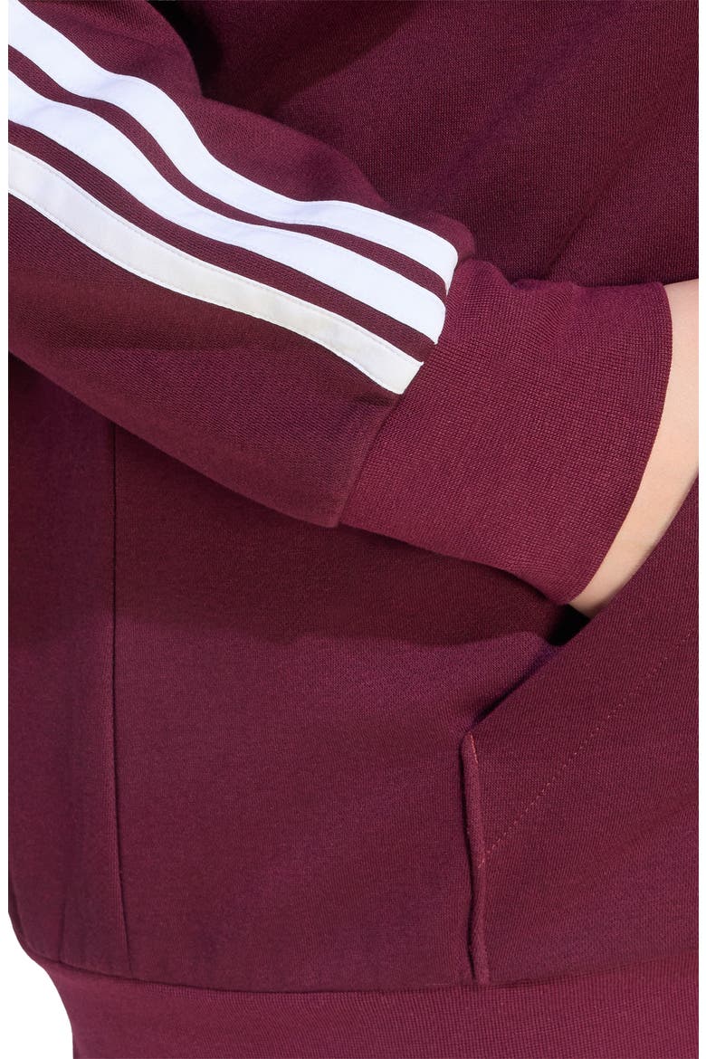 Essentials 3-Stripes Full Zip Fleece Hoodie, Alternate, color, MAROON