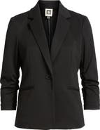 AK ANNE KLEIN One-Button Scrunch Sleeve Jacket