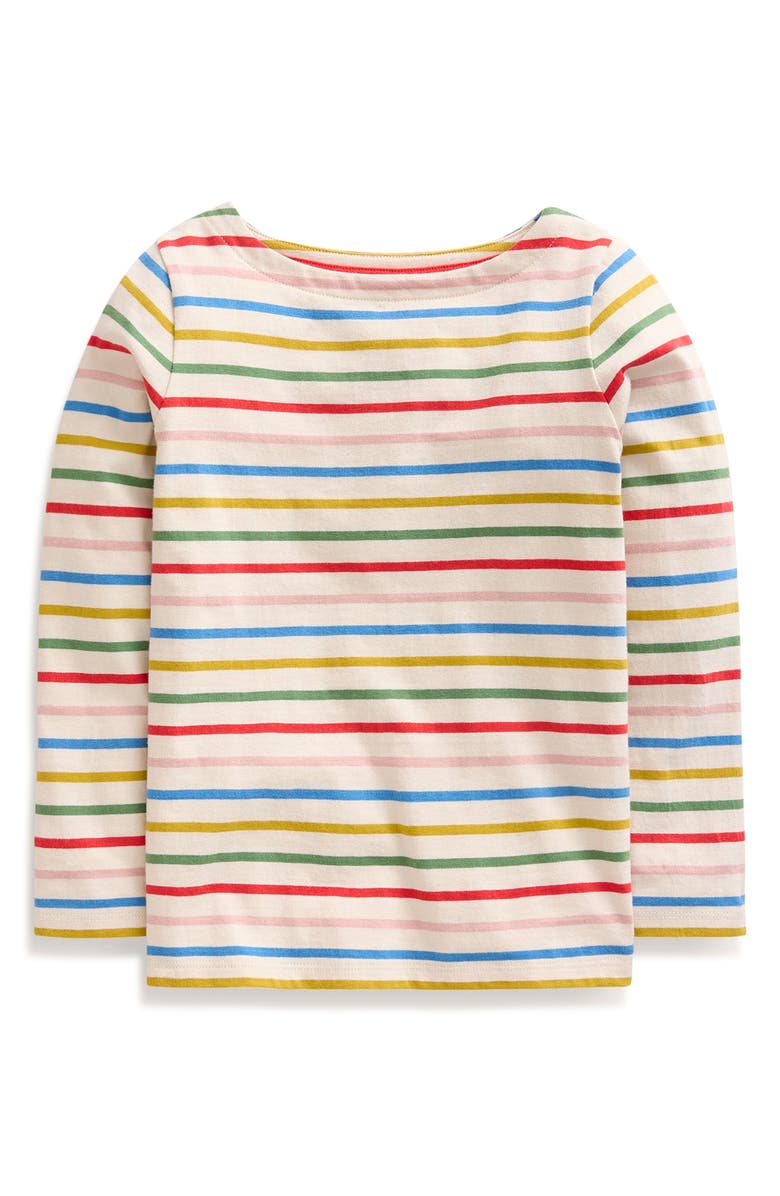 Mini Boden Kids' Ella Breton Stripe Elbow Patch Long Sleeve Cotton T-Shirt, Main, color,