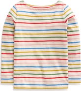 Mini Boden Kids' Ella Breton Stripe Elbow Patch Long Sleeve Cotton T-Shirt