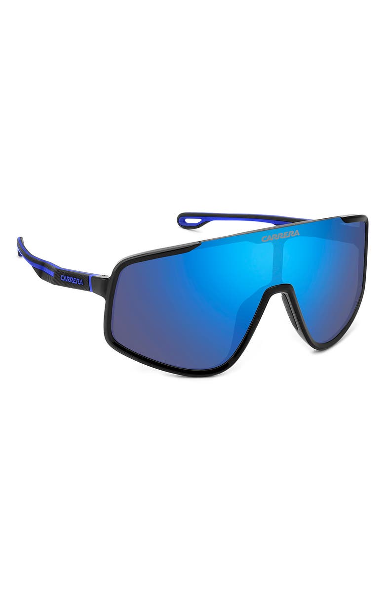 Carrera Eyewear 99mm Shield Mirrored Sunglasses, Alternate, color, Black Blue