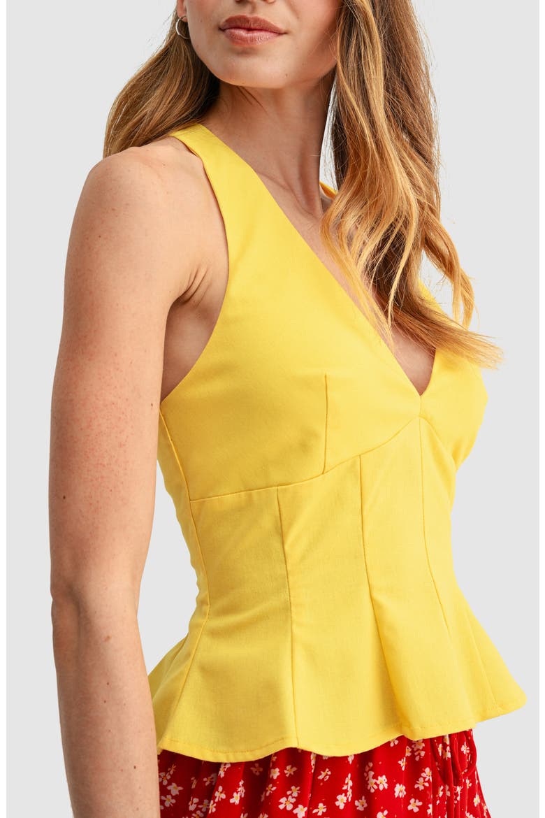 Halter Peplum Top, Alternate, color, YELLOW