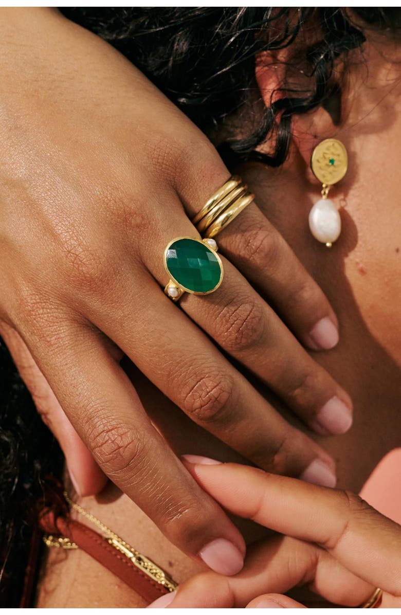 Murkani Vintage Wave Ring (Set of 3) 7, Alternate, color, Yellow Gold