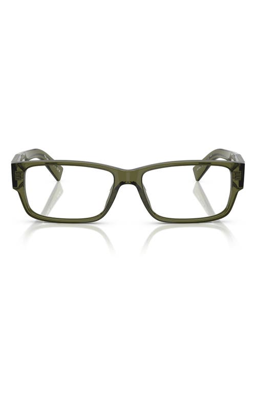Prada 57mm Rectangular Optical Glasses In Transparent Green B09vf57