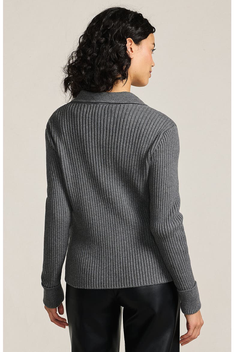 Drifter Ribbed Collared Blazer Sweater, Alternate, color, Charcoal Heather