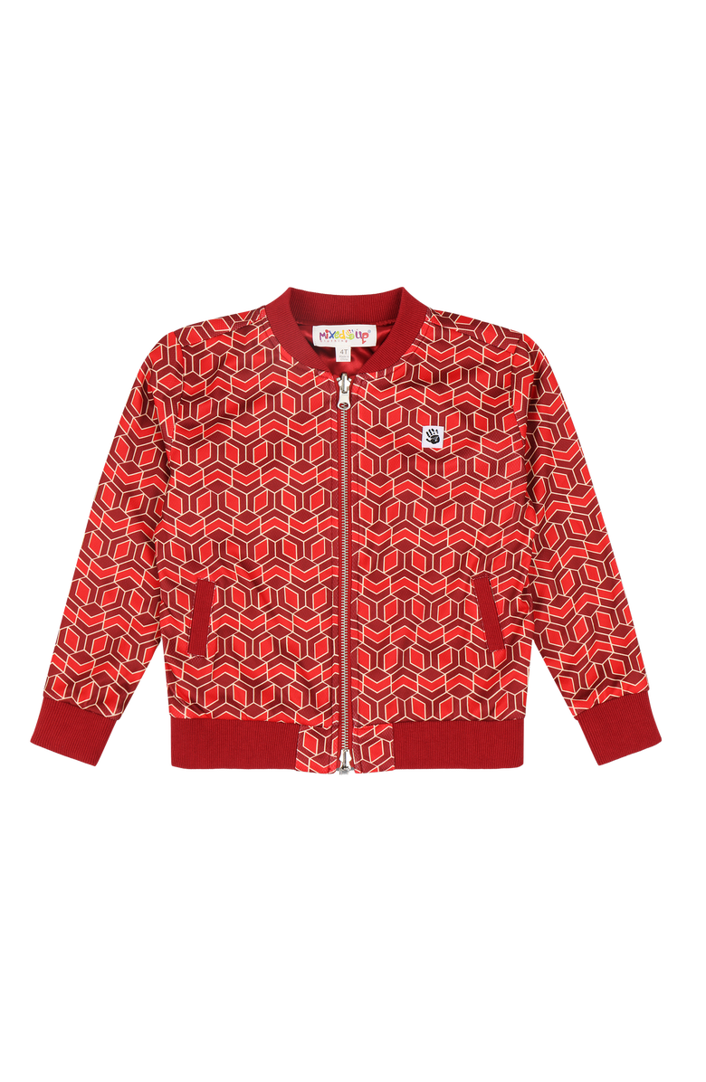 Mixed Up Clothing Girls Reversible Zip up Lightweight Bomber Jacket, Alternate, color, Red Multicolor