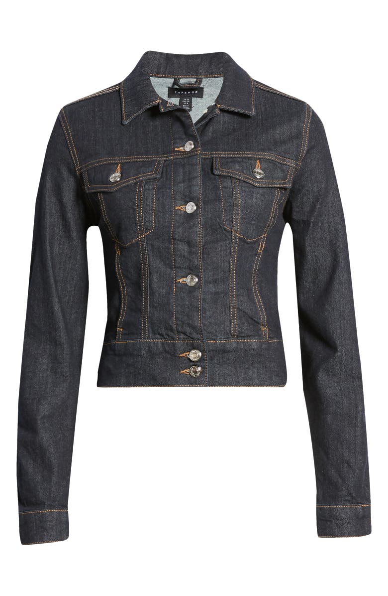 Topshop IDOL Western Stitch Denim Jacket, Alternate, color,
