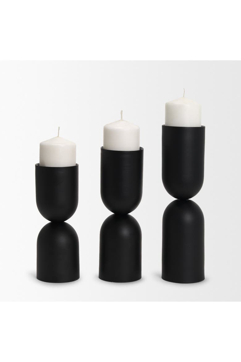 Qamra Metal Pillar Candle Holder, Alternate, color, Black