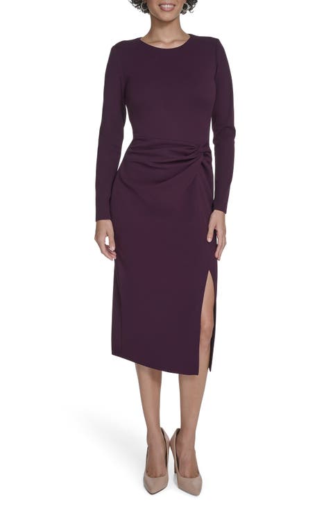 Knot Waist Midi Sheath Dress