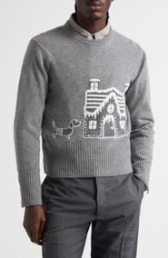 Thom Browne Holiday Scenery Virgin Merino Wool Crewneck Sweater