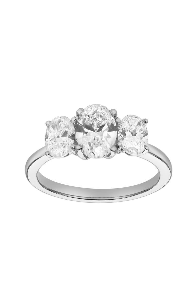 LuvMyJewelry Delila 14K Gold Oval Cut Lab Grown Diamond Trinity Ring - 2 ct, Main, color, 14K White Gold