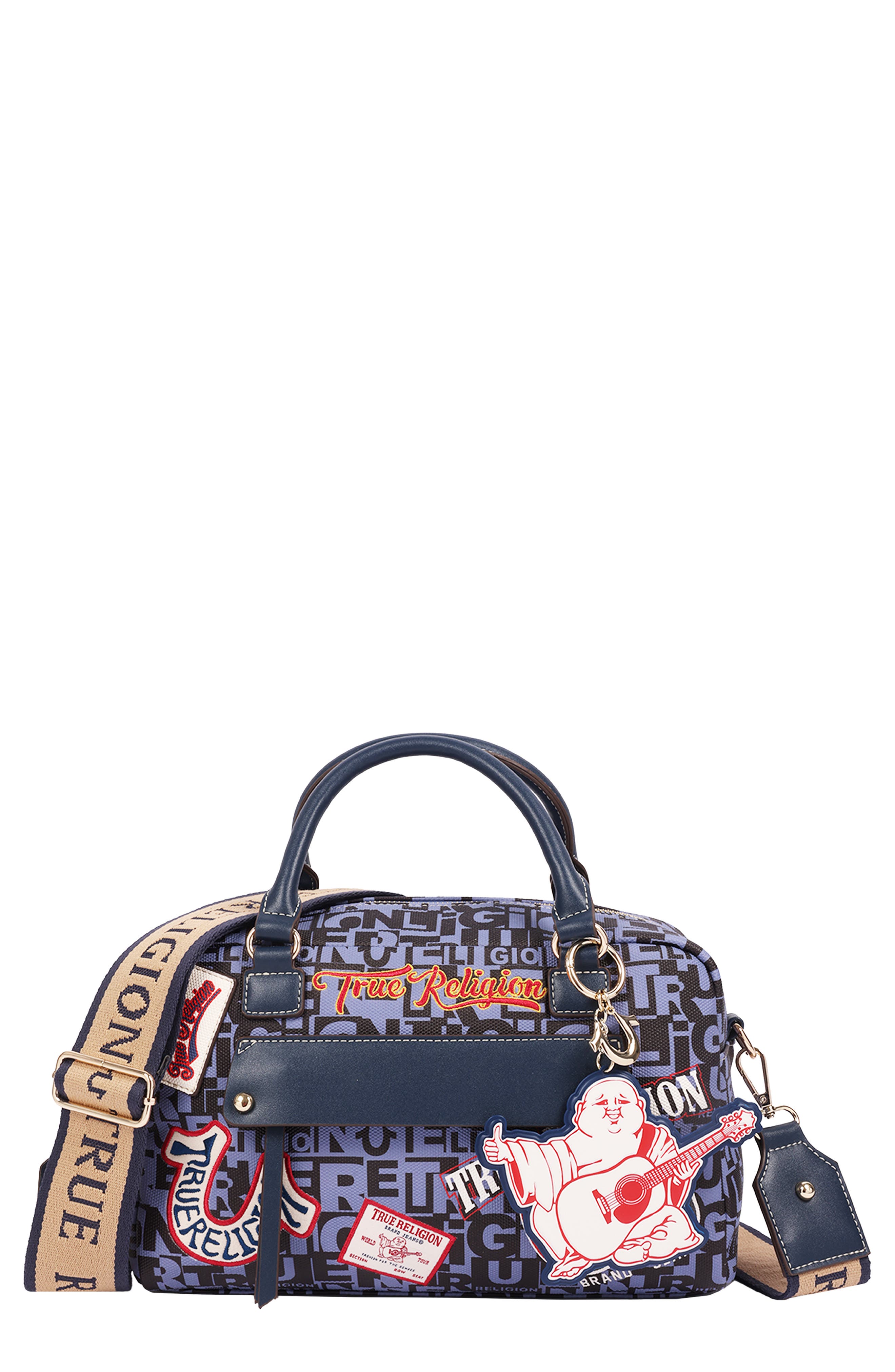 Multi Patch Faux Leather Graphic Satchel