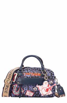 Multi Patch Faux Leather Graphic Satchel