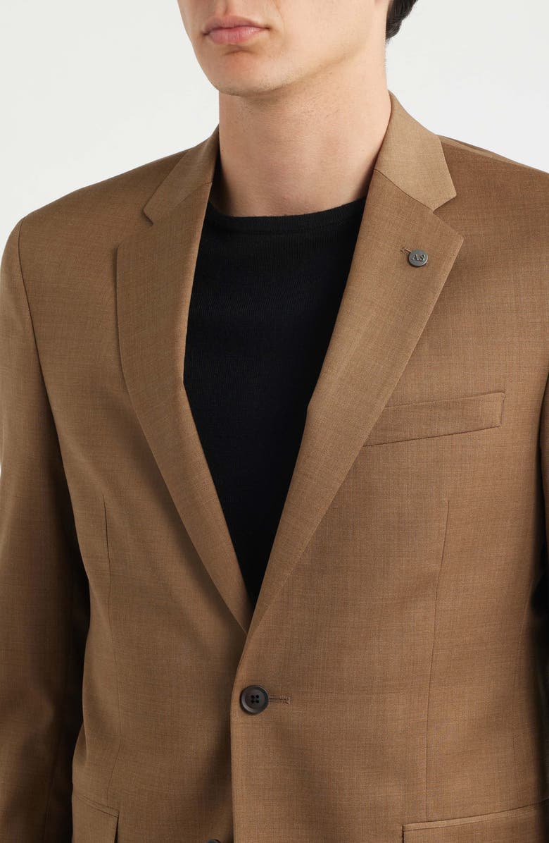 AllSaints Ross Slim Fit Medium Brown Stretch Wool Twill Suit, Alternate, color, Brown