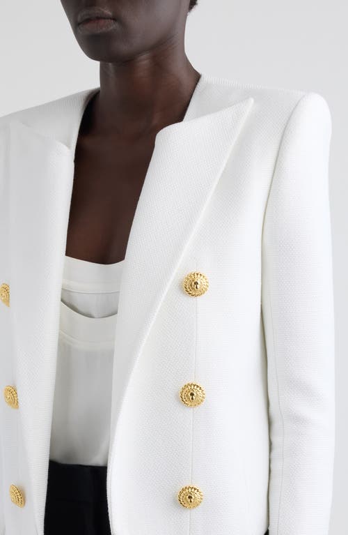 Balmain Open Front Tweed Jacket In Optical White