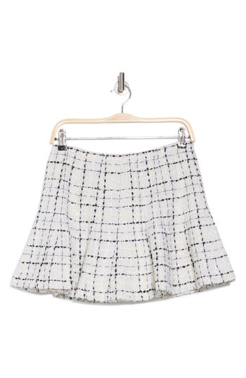 Alice And Olivia Alice + Olivia Zona Bouclé Miniskirt In Off White/black
