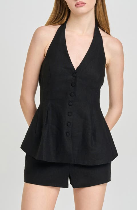 Paloma Button-Up Peplum Halter Top