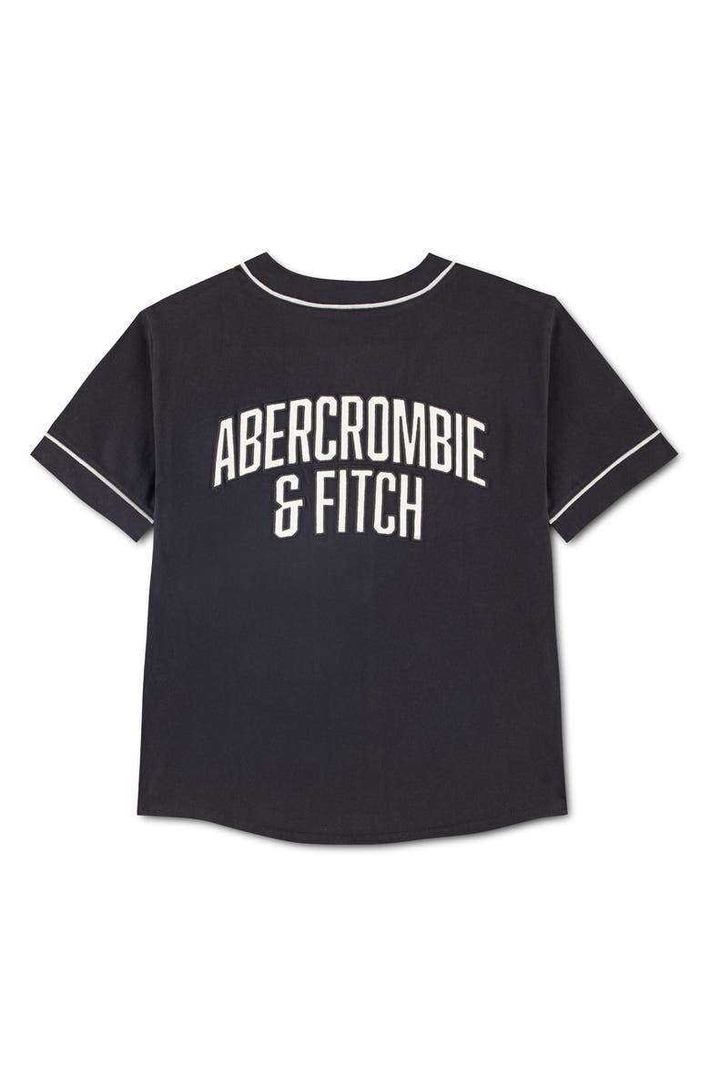abercrombie kids Kids' Baseball Piping Button-Up Shirt, Alternate, color, Phantom