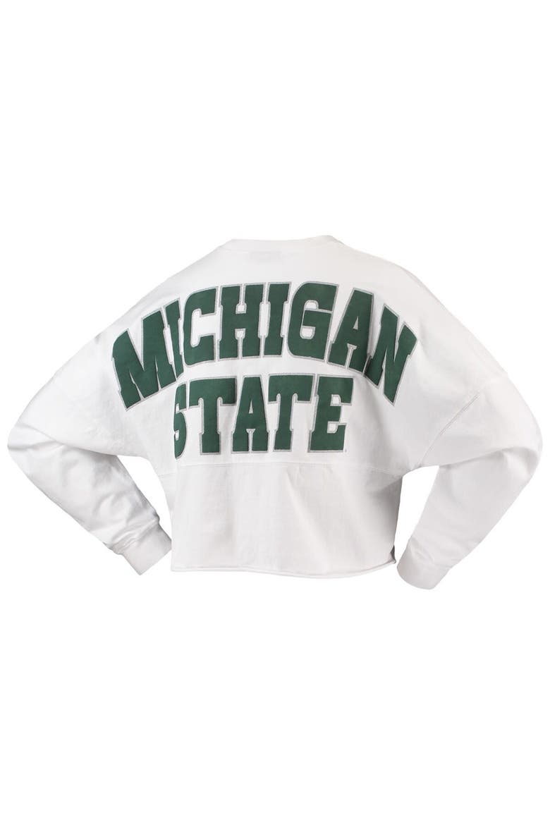 Women's White Michigan State Spartans Laurels Crop Long Sleeve T-Shirt, Alternate, color, White