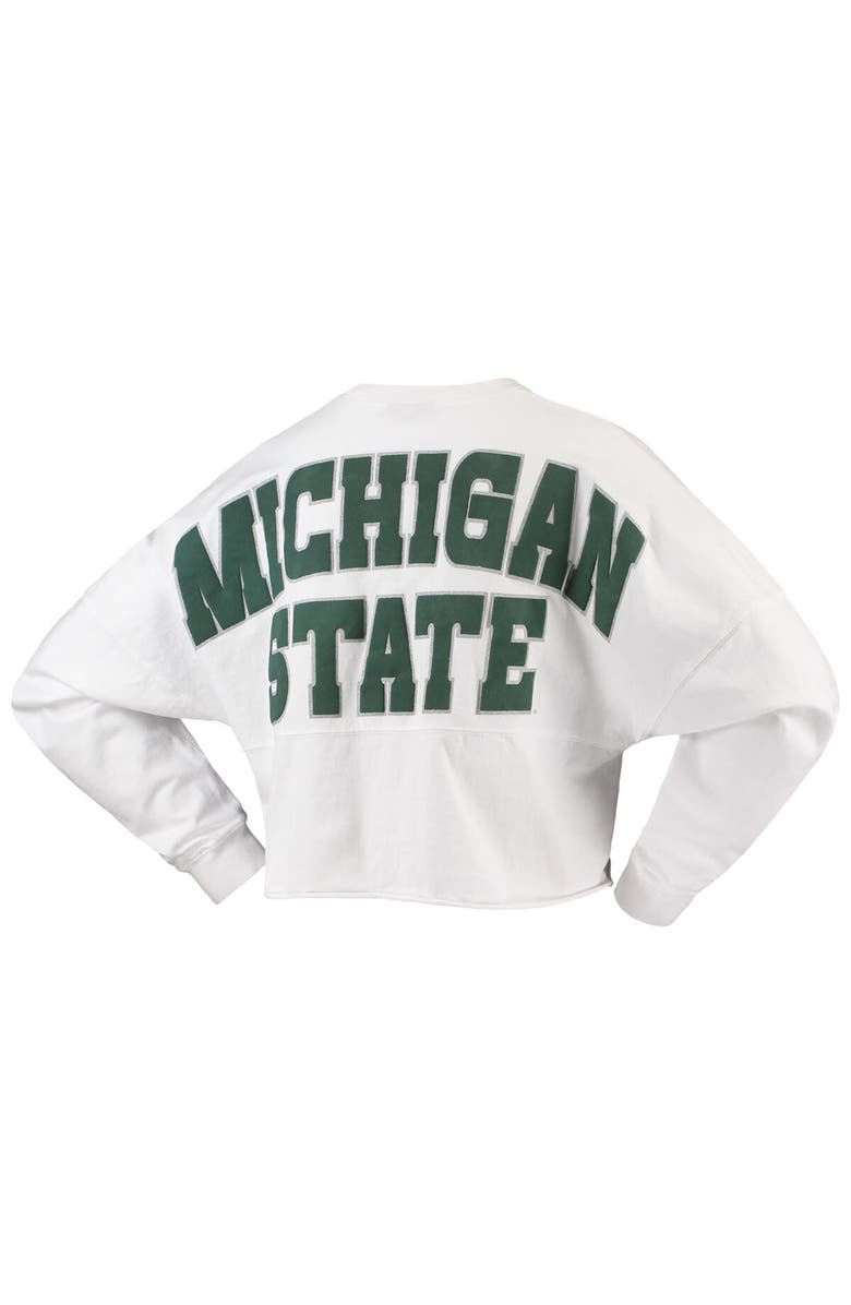SPIRIT JERSEY Women's White Michigan State Spartans Laurels Crop Long Sleeve T-Shirt, Alternate, color, White
