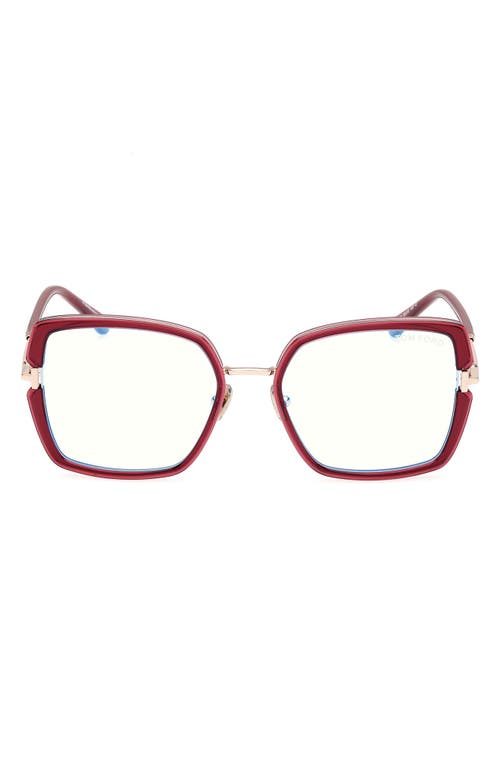 Shop Tom Ford 55mm Square Blue Light Blocking Optical Glasses In Pink Rose Gold/t Logo
