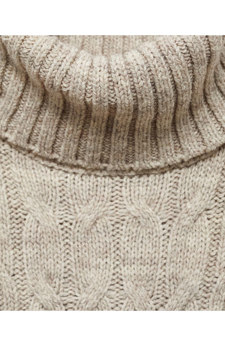 MANGO Cable Stitch Short Sleeve Turtleneck Sweater, Alternate, color, 