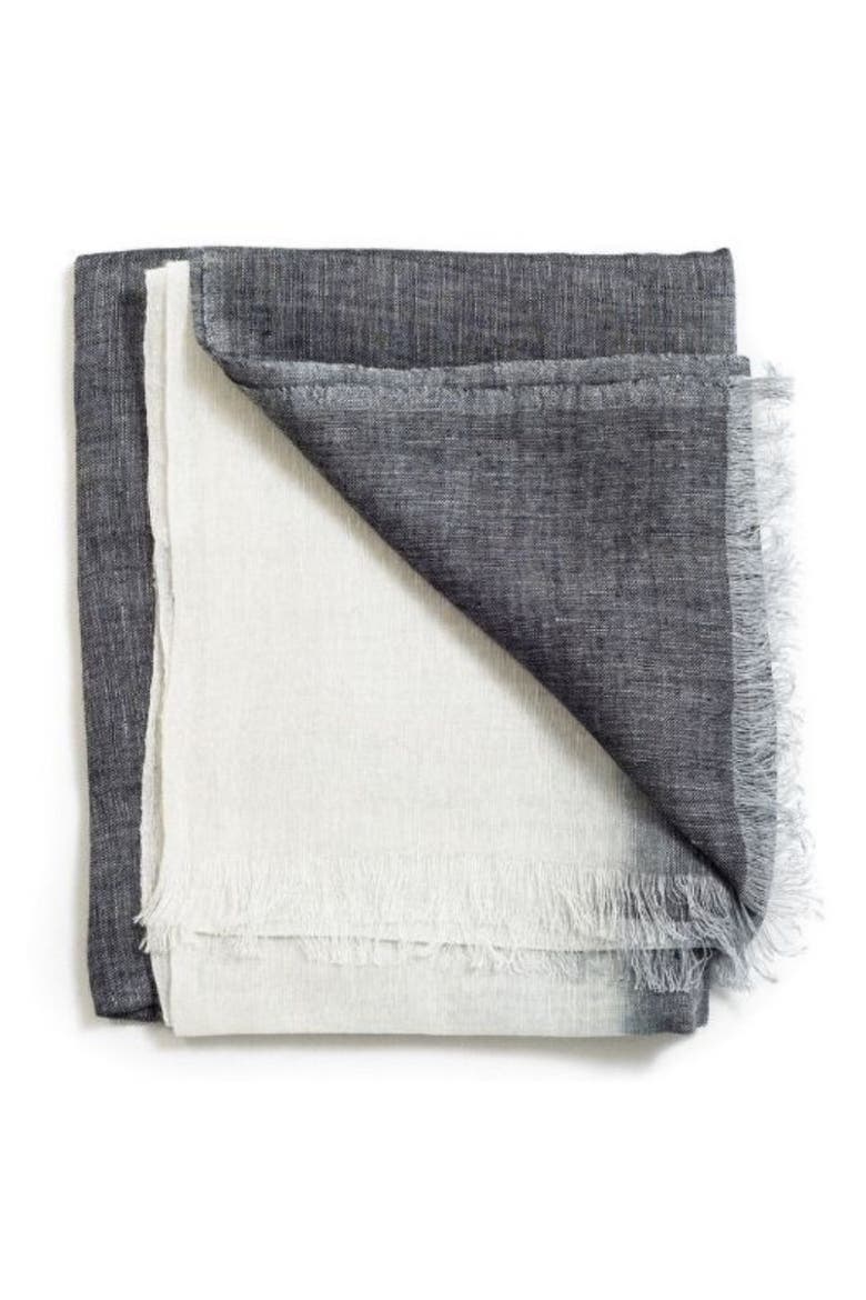 Granite Black White Ombre Linen Silk Handloom Scarf, Main, color, Black/White