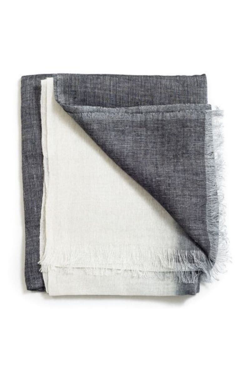 Studio Variously Granite Black White Ombre Linen Silk Handloom Scarf, Main, color, Black/White